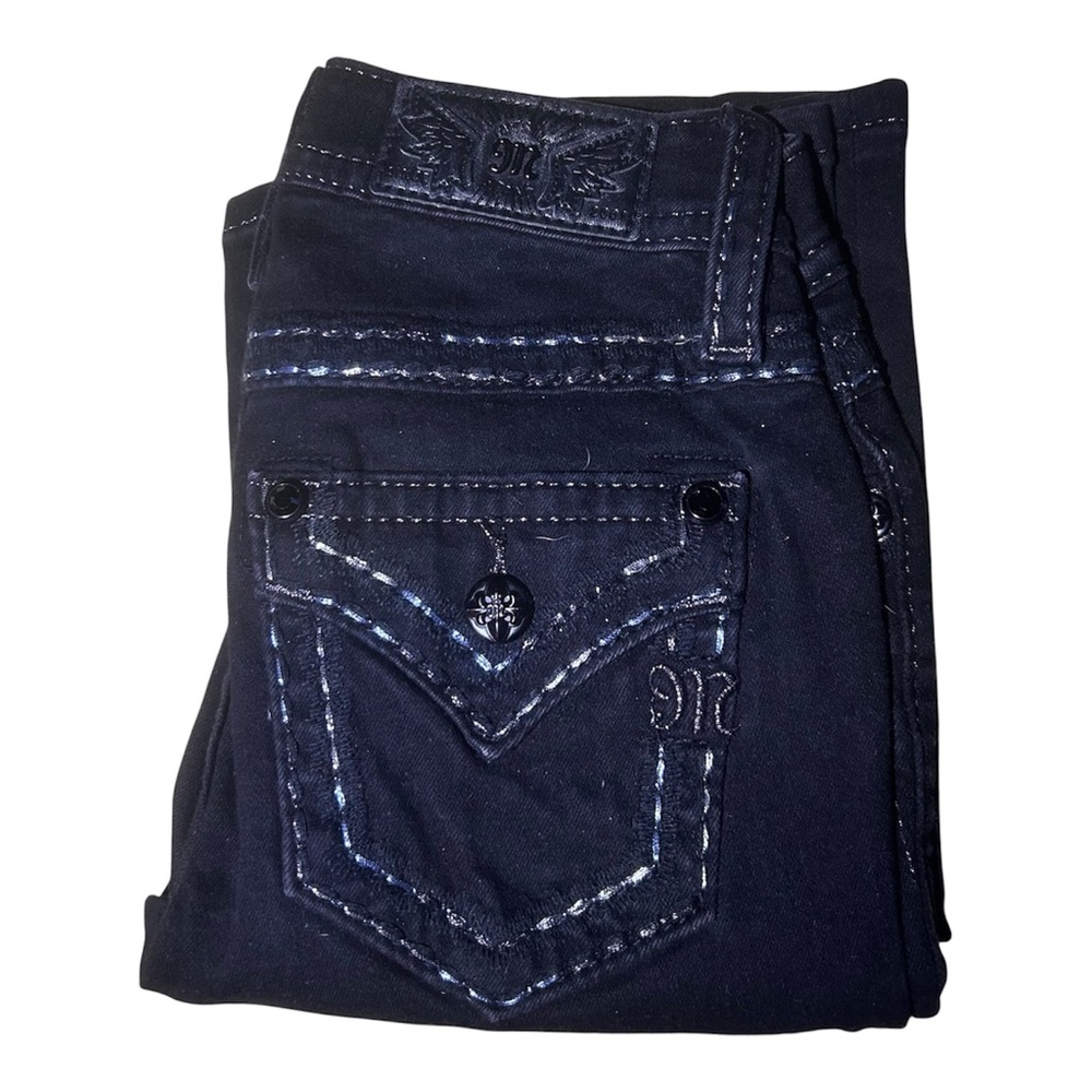 Miss Me Charcoal Embroidered Jeans Size 23/32 Worn Once